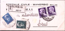 1945-Imperiale Senza Filigrana C.15, 35 E Coppia Lire 1 Su Piego Raccomandato Ma - Poststempel