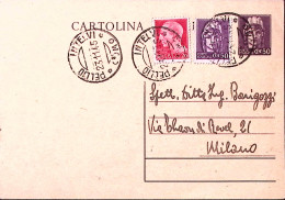 1945-Imperiale Senza Fasci C.20 E 50 Su Cartolina Postale C.50 (C120) Pellio Int - Marcophilie