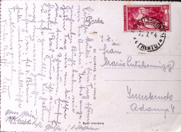 1954-ITALIA LAVORO Lire 35 (645) Isolato Su Cartolina (Lago Di Garda Strada Garg - 1946-60: Poststempel