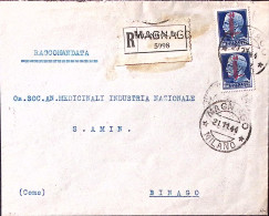 1944-Imperiale Sopr. RSI Coppia Lire 1,25 (494) Su Raccomandata Magnago (21.11) - Storia Postale