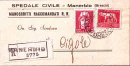 1945-Imperiale Senza Fasci Lire 2 E 5 (534+541) Su Piego Raccomandato Manerbio ( - Poststempel