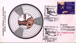 1973-TREVISO 1 Congresso Mondiale Discografia (11.6) Annullo Speciale Su Busta - 1971-80: Marcophilia