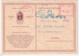 1935-Affrancatura Meccanica Rossa C.30 Cedam/Padova (10.7) Su Cartolina - Macchine Per Obliterare (EMA)
