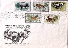 1966-ETIOPIA Posta Aerea Animali 2 Serie Cpl. Fdc - Etiopía