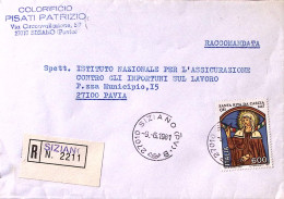 1981-SANTA RITA DA CASCIA Lire 600 Isolato Su Raccomandata Siziano (9.6) - 1981-90: Poststempel