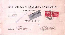 1946-Imperiale Senza Fasci Coppia Lire 5 Su Piego Racc. Verona (15.6) - Poststempel