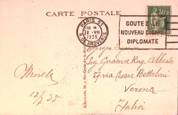 1935-Francia Parigi (12.7) + Gustate Nuovi Sigari "Diplomate" Annullo Meccanico  - Otros & Sin Clasificación