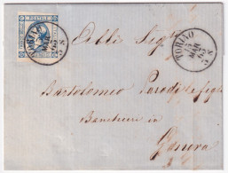 1863-effigie C.15 Varieta' Q Completamente CHIUSA (12c) Su Soprascritta Torino ( - Storia Postale