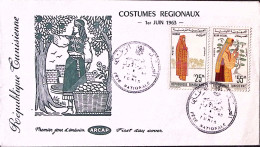 1963-Tunisia Costumi Regionali M.25 E 55 Fdc - Tunesië (1956-...)