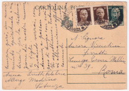 1945-Imperiale Senza Fasci Coppia C.30 (516) Su Cartolina Postale C.60 (112) - Marcofilie