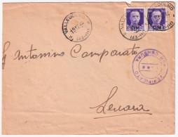 1944-Imperiale Sopr. PM Coppia C.50 (7) Su Busta Valledolmo (19.12) - Marcofilía