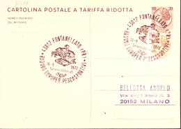 1972-FONTANELLATO Raduno Europeo Pescasportivi (10.9) Annullo Speciale Su Cartol - 1971-80: Marcofilie