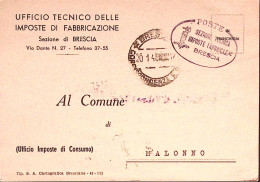 1945-RSI Ovale Con Fascio SEZIONE TECNICA/IMPOSTE FABBRICAZ/BRESCIA Su Cart Bres - Marcofilía