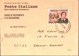 1995-TERESA GULLACE Lire 750 Isolato Su Avviso Ricevimento - 1991-00: Poststempel