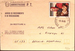 1995-Natale Lire 750 Isolato Su Avviso Ricevimento - 1991-00: Marcophilia