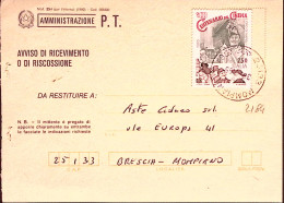 1995-CINEMA Lire 750 Totò Isolato Su Avviso Ricevimento - 1991-00: Storia Postale