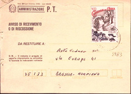 1995-CINEMA Lire 750 R. Valentino Isolato Su Avviso Ricevimento - 1991-00: Marcofilie