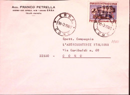 1969-50^ VITTORIA Lire 50 Isolato Su Busta Erba (18.3) - 1961-70: Marcophilie