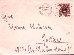 1967-LIONS Lire 50 Isolato Su Busta Milano (6.11) Per San Marino - 1961-70: Storia Postale