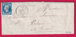 N°14 PC 2467 PC 2467 PLOUAY MORBIHAN CAD TYPE 22 POUR ST BRIEUC COTES DU NORD INDICE 12 LETTRE - 1849-1876: Klassik