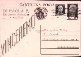 1945-CP C.60/15 (C114) + Imperiale SF C.60 (530) Firenze (24.9.45) - Entero Postal