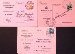 1948-Democratica I Due Tipi Lire 10 E Lire 15 Isolatati Su Tre Avvisi Riceviment - 1946-60: Poststempel