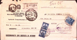 1949-Democratica Lire 15 E Coppia Lire 5 Come Segnatasse Su Piego Raccomandato V - 1946-60: Poststempel