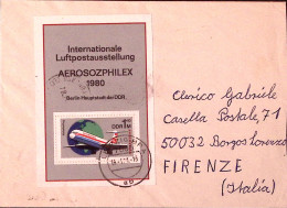 1980-GERMANIA DDR . Espos. Filat. Aeronautica (Fg.59) Su Busta Per Italia - Cartas & Documentos
