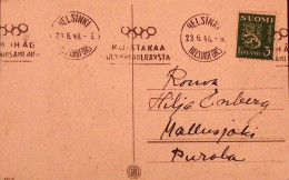 1948-FINLANDIA FINLAND Annullo Speciale Olimpiadi Helsinki (23.6) Su Cartolina - Cartas & Documentos