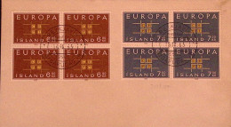 1963-ISLANDA EUROPA Serie Cpl. Blocchi Di Quattro (328/9) Fdc - Other & Unclassified