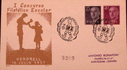 1957-SPAGNA Espos. Filatelia/Vendrel (18.7) Ann. Spec. - Autres & Non Classés