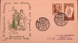 1957-SPAGNA Espos. Filatelia/Barcellona (27.6) Ann. Spec. - Altri & Non Classificati