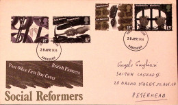 1976-GRAN BRETAGNA GREAT BRITAIN Pionieri Riforme Sociali Serie Cpl. Fdc - Brieven En Documenten