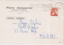 1965-Michelangiolesca Lire 5 Isolato Su Cedola Commissione Libraria Firenze (6.2 - 1961-70: Storia Postale
