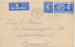 Great Britain Cover Sent To Denmark Bournemouth-Poole 9-11-1948 King And Olympic Games Stamps - Cartas & Documentos