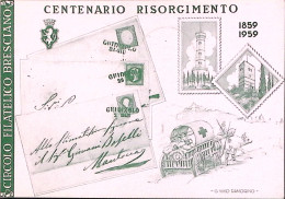 1959-CENTENARIO Risorgimento Timbro Speciale Brescia (28.6) Su Cartolina Manifes - Betogingen