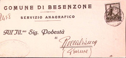1938-PROCLAMAZIONE IMPERO C.30 Isolato Su Piego Cortemaggiore (15.11) Tar Sindac - Marcophilia
