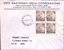 1986-CASTELLI Blocco 4 Lire 150 BdF DENTELL. ORIZZ. SPOSTATA IN BASSO (1513m) Su - 1981-90: Marcofilia