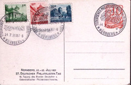 1921-Germania 27 Giornata Fil./Norimberga1921 Annullo Speciale Su Cartolina Post - Cartas & Documentos
