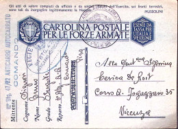 1941-III^Btg. 47/82 ANTICARRO AUTOCARRATO Ovale E Tondo Su Cartolina Franchigia - Marcophilia