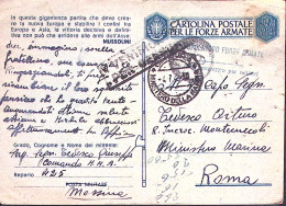 1943-COMANDO REGIA MARINA MESSINA Manoscitto Su Cartolina Franchigia (27/6) - Marcophilia