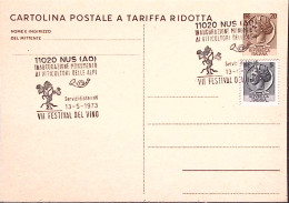 1973-NUS (AO) INAUG. MONUMENTO VITICOLTORI Delle ALPI (13.5) Annullo Speciale Ca - 1971-80: Poststempel