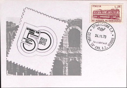 1973-VERONA CELEBR.50 AUTOMOBILE CLUB (24.11) Annullo Speciale Cartolina - 1971-80: Marcophilie