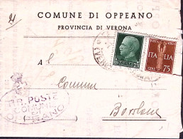 1946-Imperiale C.25 (248) + PA C.75 (12) Su Piego Oppeano (3.1) - 1946-60: Storia Postale