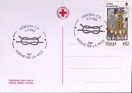 1986-VERONA INSIEME PER LA PACE Annullo Speciale (3.9) Su Cartolina CRI - 1981-90: Marcofilie