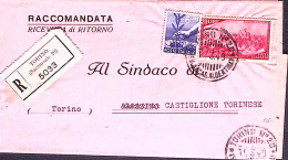 1949-Risorgimento Lire 20 + Democratica Lire 6 (556+588) Su Piego Raccomandato - 1946-60: Storia Postale
