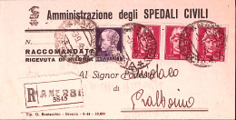 1945-Imperiale Senza Fasci Lire 1 E Tre Lire 2 (531+533) Su Piego Racc. Manerbio - Marcofilía