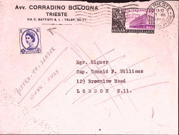 1955-FAO Lire 60 (787) Isolato Su Busta Per La Gran Bretagna E Rispedita - 1946-60: Storia Postale