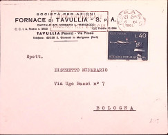 1966-VOLO NOTTURNO Lire 40 (1004) Isolato Su Busta Intestata Tavullia Pesaro (6. - Correo Aéreo