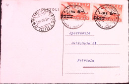 1948-Posta Aerea L.6 Soprastampato Coppia  (P.A. 135) Su Cart. Commerciale Carto - 1946-60: Storia Postale